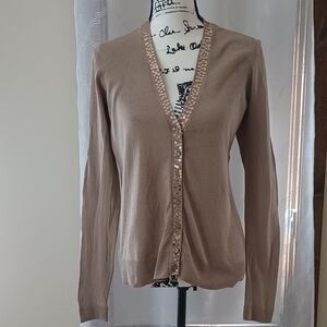 Embellished Tan Cardigan